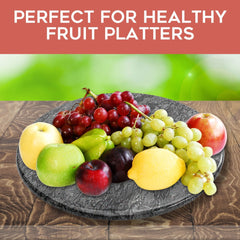 Homiu Round Marble Chopping Boards (Black/White - 25x25x2cm), Heat Resistant Worktop Protector, Cutting Board for Kitchen, Non-Slip Easy to Clean Chopping Board, Hard-Wearing Marble, Classic Elegant Design, Ideal for Gifts, Multi-use as Cheese board, Frui