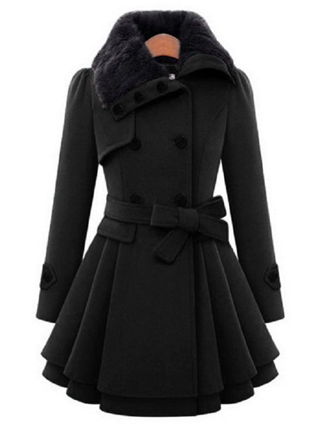 Women'S Elegant Winter Coat - Classic Mid-Length Open Front Long Sleeve Coat with Pockets, Solid Black Plain Design, Structured Collar & Smooth Fabric - Versatile for Everyday & Formal Outfits, Durable Cold Weather Outerwear, Coats for Women Winter, Winte