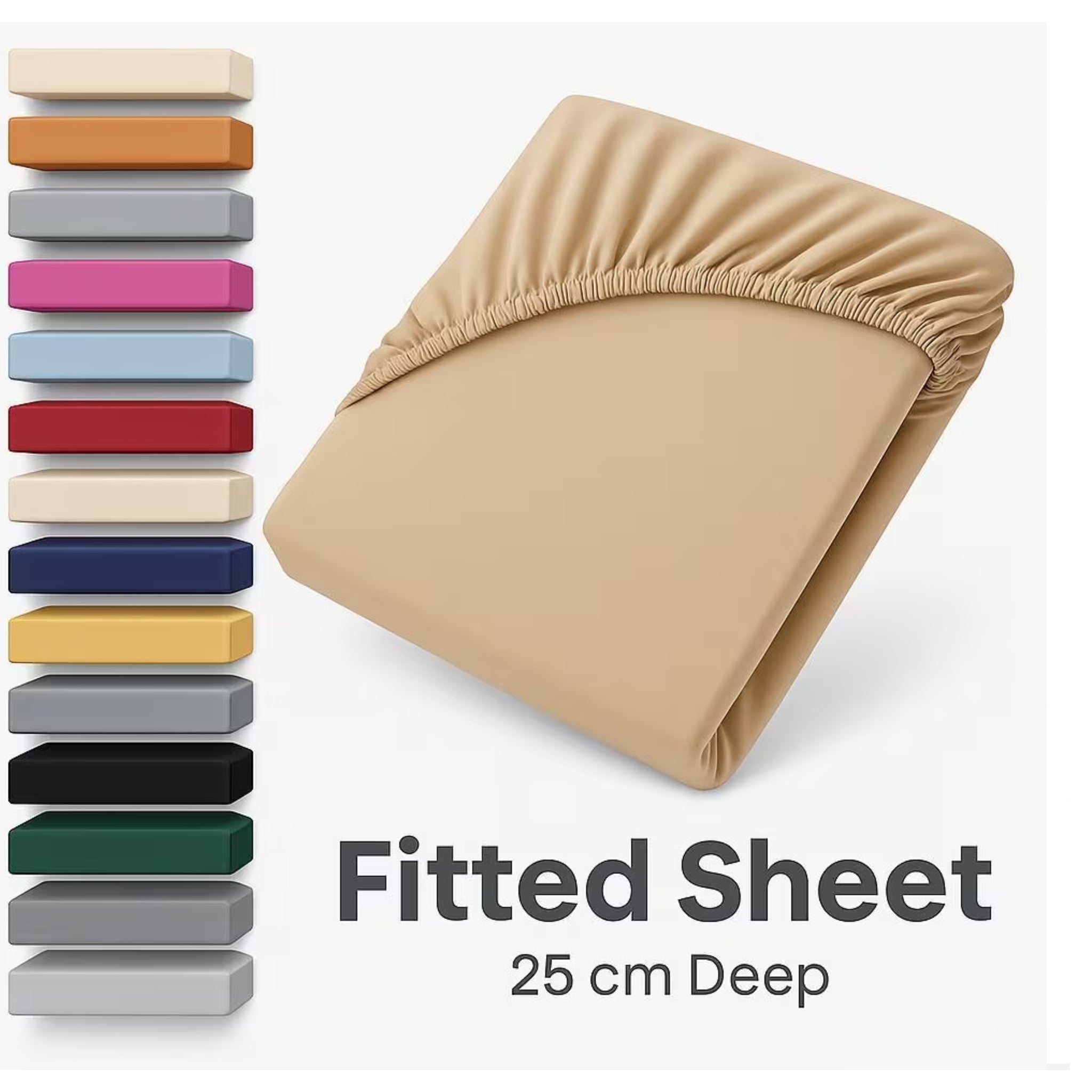 25cm Extra Deep Fitted Sheet Soft Microfiber Bed Sheet Elastic Fit Wrinkle Free Easy Care Single Double King Super King Sizes