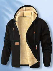 Men'S Cardigan Hooded Fleece Thickened Sweatshirt, Fashionable Fleece Warm Hoodie, Comfortable Loose Drawstring Hooded Sweatshirt, Autumn And Winter Men'S Clothing, Men'S Casual Hooded Sweatshirt with Zipper Pockets, Suitable for Winter And Autumn