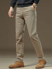 Men's Bedford Classic Fit Stretch Khaki Dress Pants, Casual Trousers, Suitable for Business Occasions, Daily Wear, and Outings in Spring and Autumn