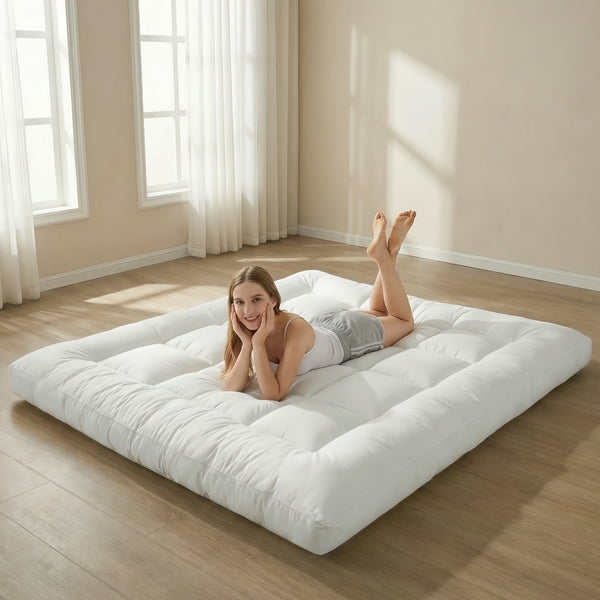 1200GSM Futon Mattress, a Padded Japanese-Style Floor Mattress with a Quilted Design, Featuring a 10Cm Extra Thick Folding Sleeping Pad That Is Breathable, Suitable for Use As a Floor Lounger Or Guest Bed for Camping