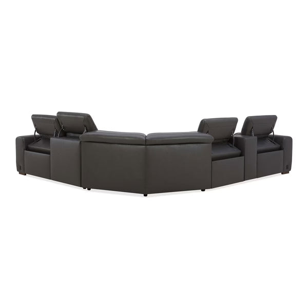 Aiden & Ivy Karson Dark Grey Leather Power Reclining Sectional Sofa