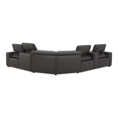 Aiden & Ivy Karson Dark Grey Leather Power Reclining Sectional Sofa