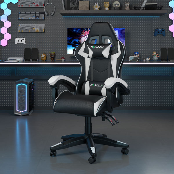 GartistGo Ergonomic Gaming Chair - Gamer Chairs with Lumbar Cushion + Headrest, Height-Adjustable Office & Computer Chair for Adults, Girls, Boys (Without footrest)