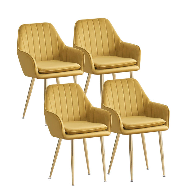 MOF Velvet Dining Chairs Kitchen Chairs Living Room Chairs with Sturdy Metal Legs Reception Chairs with Backrest and Padded Seat