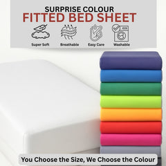 Surprise Colour Plain Dyed Fitted Sheet or Pillowcase | Each Order Delivered in a Random Colour | Single, Double, King Sizes & Pillowcases Sold Separately | Soft, Breathable, Durable Bedding | Easy Care Fabric | LOCAL WAREHOUSE | UK SELLER