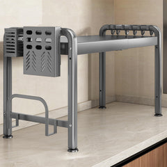 1pc Extendable Microwave Rack- Heavy Duty Carbon Steel Kitchen Countertop Organizer with Adjustable Shelves, Space Saving Storage for Microwave, Electric Pots, Ovens, And Bread Makers- Kitchen Storage Rack