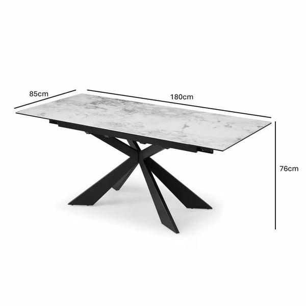 Indus Valley Kia Ceramic Extending Dining Table + 6 Grey Chairs, Seats 6-8