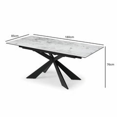 Indus Valley Kia Ceramic Extending Dining Table + 6 Grey Chairs, Seats 6-8