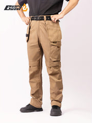 Men's Elastic Cargo Pants with Multiple Pockets, All-Season Style, 1pc