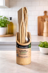 5pcs Bamboo Cooking Utensils Set Wooden Spoons Spatula Non Stick Kitchen Utensils