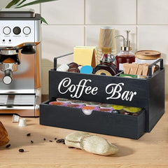 Coffee Station Counter Organizer - Coffee Basket Holder | Coffee and Tea Condiment Storage Organizer for Coffee Bar, Dessert Shop