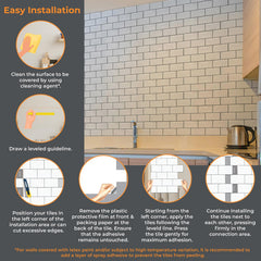 WALPLUS 6 Pcs 3D Tile Stickers Peel and Stick Backsplash Splashback Decals Tile Transfer for Kitchen Bathroom Living Room Stick on Tile Waterproof Glossy 30.5 x 30.5cm (12