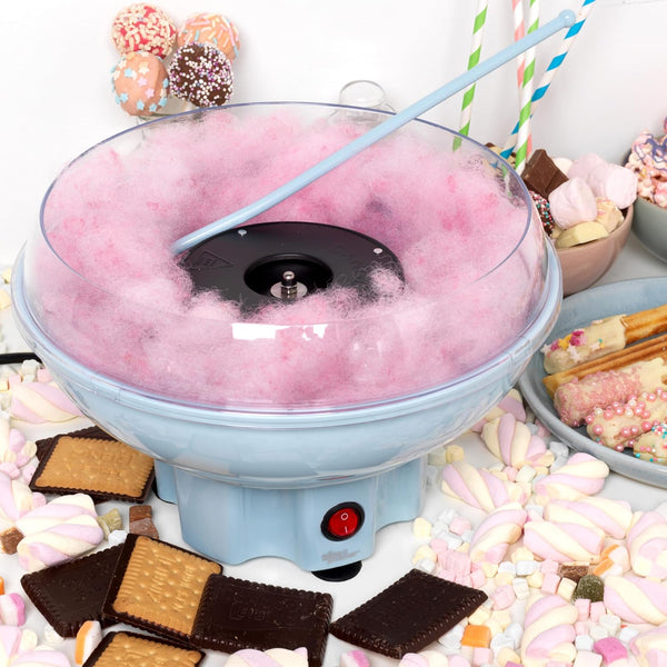 Giles & Posner EK2641GSBL Candy Floss Maker – Cotton Candy Sweet Machine, Retro Carnival Funfair Style Machine for Kids, Parties, Home, Fun Snacks Treat Maker, Portable, Includes Candy Sticks, Blue