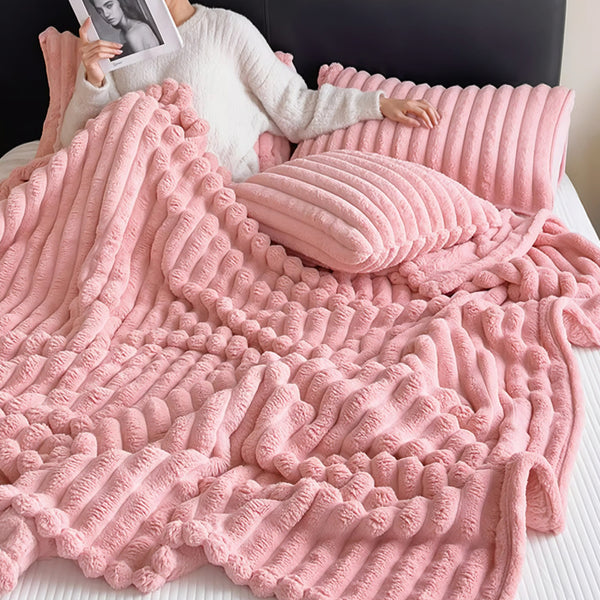 Luxurious Faux Rabbit Fur Throw Blanket - Ultra-Soft & Warm All-Season Luxury Blanket, Double-Sided Plush Fur for Couch, Bed, Travel, Office - Machine Washable, Elegant Home Decor Gift for Valentine'S Day, Housewarming, Birthday