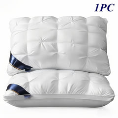 1/ 2pcs Queen Size Luxury Bed Pillows - Hypoallergenic Polyester Cover, Machine Washable All-Season Pillows for Deep Sleep, Contemporary White Design with Blue Accents - Perfect for Home, Gifts & Family Use, Elegant Bedding, Home Comfort
