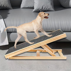 Adjustable Height Dog Ramp with Non-Slip Surface & Sturdy A-Frame Design - Foldable Pet Stairs with Soft Cushioned Steps, Portable Ramp for Beds, Sofas, Cars - Ideal for Small & Large Dogs, Elderly Pets, Dachshunds, Poodles, Labrador Retrievers - Du