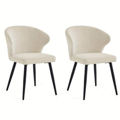 Set of 2 or 4 Corduroy Upholstered Dining Chairs - Modern Padded Seats with Black Metal Legs, Scandinavian Rustic Chairs Suitable for Kitchen, Restaurant, Cafe - - Fabric &