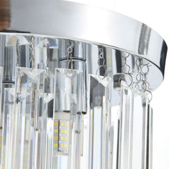 Modern Crystal Ceiling Lamp, Hanging Chandelier with Chrome Plated Iron Chassis, 4×G9 Bulbs, 30×30×14cm for Living Room, Bedroom, Dining Room & Corridor.