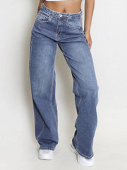 【Tall】KatchMe Women's Wide Leg Jeans - Mid Rise Relaxed Fit Denim Pants, Soft Stretch Comfortable Trousers for Fall & Winter, Streetwear Casual Bottoms