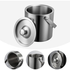 Double-Walled Stainless Steel Ice Bucket with Handle Keeps Cocktails, Beer, Wine Champagne Cold Longer Perfect for Home, Bars, Parties Outdoor Events