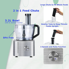 Topstrong 11-In-1 3.2L Bowl 1100W 3 Speeds with Chopping Blending Kneading Grinding Whisking Juicing Food Processor Blender