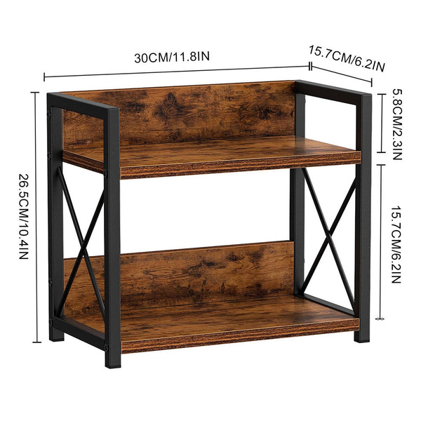 2 Tier Wooden Spice Rack, Kitchen Counter Organiser for Spices, Oil Bottles, Coffee Storage, Rustic Design with Stable Structure, Quick Assembly, Versatile for Home and Office Use
