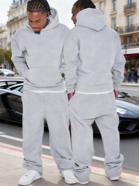 Men'S Casual Athletic Warm 2pcs Set, Winter Hooded Sweatshirt And Jogger Pants, Outdoor Fitness Running Hooded Sweatshirt And Athletic Pants Outfit, Suitable for Fall Winter Leisure Activities