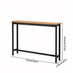 Space Efficient Side Table Single Double Tier Wall Mounted MDF Shelf with Metal Frame Multi Functional Narrow Table with Storage Hallway Bedroom Table 80x20cm Wood Black White Frame