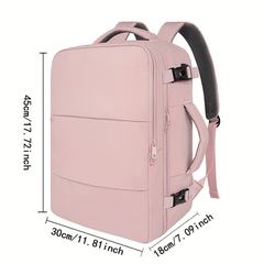 Easyjet Cabin Bag 45x36x20 Underseat, Large Capacity Travel Backpack for Women, Airline Approved Carry On Luggage Rucksack, Multifunctional Laptop Backpack with Shoe Pouch for Business, School, and Daily Commute, Pink