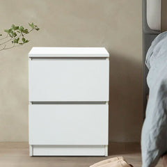 White Wooden Bedside Table With Drawers, Small Cabinet Cupboard Bedroom Furniture Storage Nightstand Unit, Modern Chest Of 2 Drawers Cabinet, Living Room Home Office Sofa Side End Table Coffee Tea Table Side Desk, Multi Functional Bedside Cabinet, 32x30x4