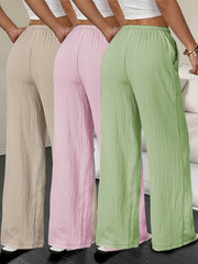 Women's Three-piece Elegant Casual Wide-leg Trousers, Straight Leg Design, Suitable for All Seasons, Adult Fit, All-season Trousers, Loose Fit, Comfortable and Flattering.