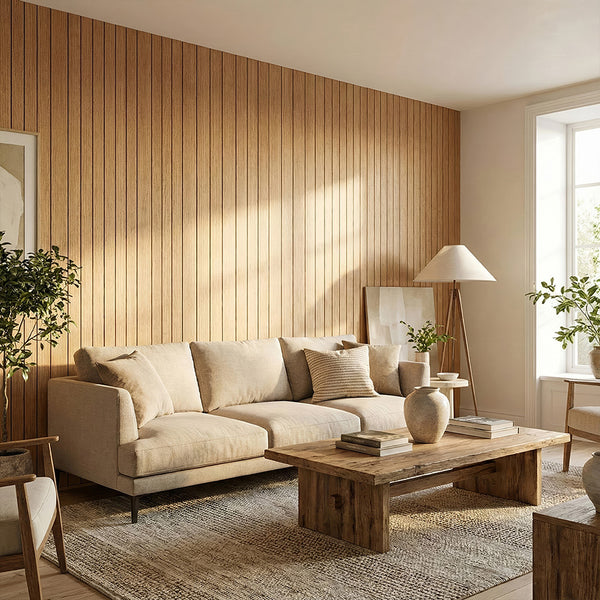1pc 3D Imitation Wood Grain Grille Wall Panels, 300*40cm, Self-adhesive Vertical Stripe Wall Stickers, Peel and Stick, TV Background Decoration Stickers for Bedroom and Living Room, Kitchen and Bathroom Wall Renovation Stickers, Ideal for Renovating Livin