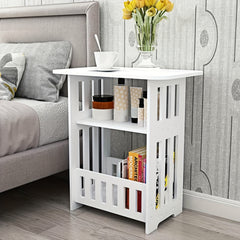 Modern Wooden Nightstand with Three Tiers, Measuring 49X46X29.5Cm, Suitable for Bedrooms, Living Rooms, And Hallways, Easy to Assemble, Can Also Serve As a Coffee Table