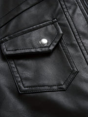 2907 Cross-Border New Double-Zipper Hooded Faux Leather Jacket Men'S Casual Fashion Motorcycle Jacket Men'S Korean Version Trendy Solid Color Coat Men