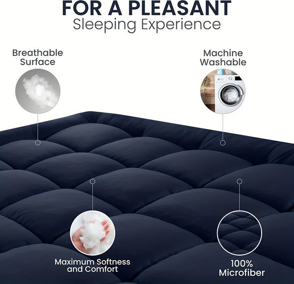 Super Soft 4Inch/ 10 Cm Deep Fill Mattress Topper Luxury Quilted Bed Pad With Elastic Corners Breathable, Durable, Machine Washable, Ideal For Single, Double, King Super King UK Bed Size