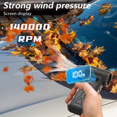 Turbine Fan with 140000 Revolutions Per Minute Powerful Blowing -4-Speed Speed Regulation, Multi Head Nozzle, LED Light, Suitable for Car Snow Removal, Computer Dust Removal, Grill Cleaning, Outdoor Camping, And Home Ventilation Maintenance, Wireless Port