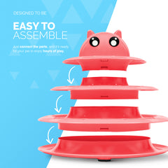 FurDreams Cat Roller Ball Toy Interactive - 3 Tier Tower Fun Cat Ball Track Toy, 3 Level Pet Teaser Toy for Interactive Play, Kitten Fun Puzzle Toy for Exercise & Stimulation