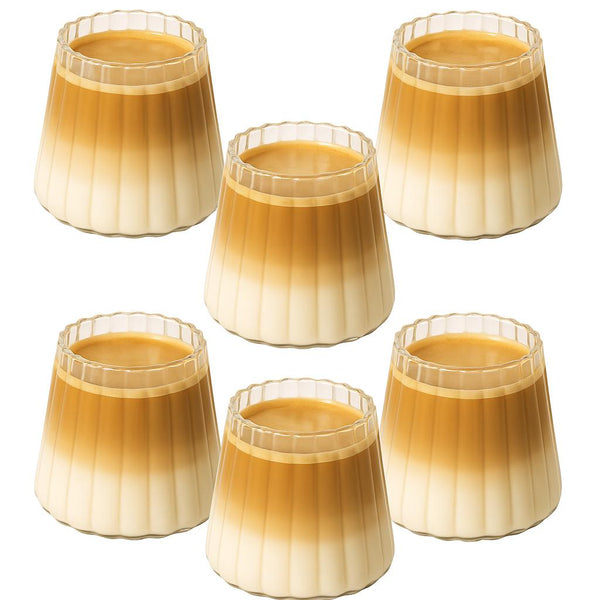 Set of 6 Striped Glass Cups, 350ml Drinking Glasses for Hot & Cold Beverages, Durable Transparent Tumblers with Elegant Texture for Water, Juice, Coffee, Tea, Wine, Desserts, Dishwasher Safe Glassware