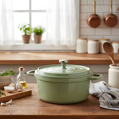 20cm/24cm Enamel Stew Pot, Double-Handled Non-Stick Soup Pot for Instant Noodles and Daily Cooking, Suitable for Gas Stove and Induction Cooker, White/Green/Red