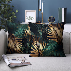 2D Flat - 2pcs Single-sided Tropical Leaf Pillowcases | Polyester, Retro Nordic Style, Machine Washable, Zipper Closure, Suitable for Sofa, Living Room, Bedroom, Car Cushions, No Inner Core, Sizes 14x14, 16x16, 18x18, 20x20