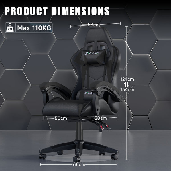 GartistGo Ergonomic Gaming Chair - Gamer Chairs with Lumbar Cushion + Headrest, Height-Adjustable Office & Computer Chair for Adults, Girls, Boys (Without footrest)