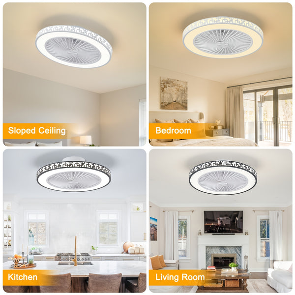 Ceiling Fans with Lights And Remote, 48Cm LED Fan Ceiling Light, 3000K-6000K Dimmable Smart Ceiling Fan Light, 6 Wind Speeds & Reversible, Modern Fan Light Ceiling for Bedroom Kitchen Living Room