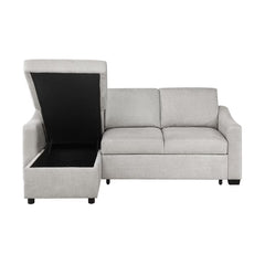 Coddle Aria Beige Fabric Convertible Sofa Bed with Chaise