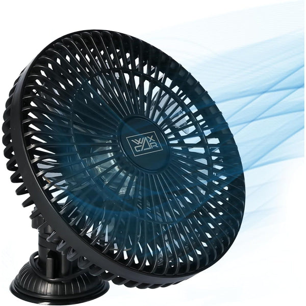 Waxacar Portable Car Fan, 12V USB Vehicle Cooling Fan with Adjustable 360° Rotation, Quiet Powerful Airflow for Car Dashboard, Rear Seat & Travel