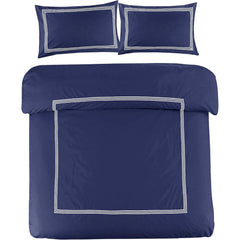 My Home Store Polycotton Bratta Duvet Cover Set - Our 3pc Soft stitch Embroidered button closure Quilt cover with matching Embroidered envelop closure Pillowcases | Breathable & Lightweight Duvet cover set