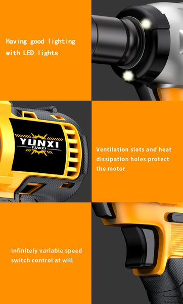 Wireless Electric Impact Wrench, Lithium Electric Wrench Set - Multifunctional Tool Set, Portable, Suitable For Car Maintenance, Furniture And Scaffolding Installation, A Gift Of Electric Tools For Husbands