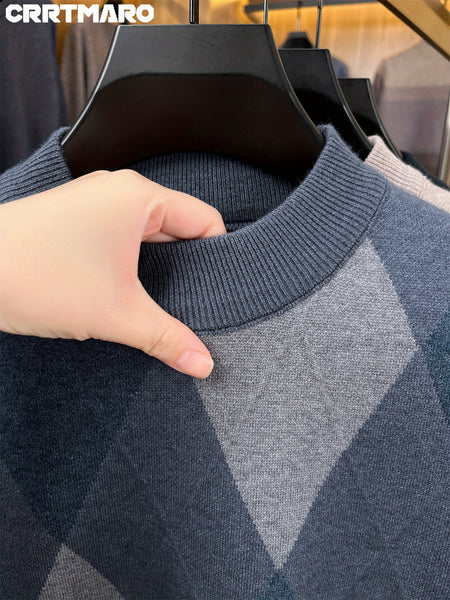 Carterma CRRTMARO Embroidered Sweater Men'S Warm Autumn And Winter Fleece Thickened Semi-High Collar Base Shirt Casual Men'S Clothing Shengyida