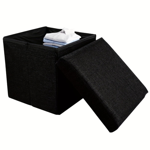Gray Collapsible Storage Ottoman for Makeup, Seating, And Footrest Purposes